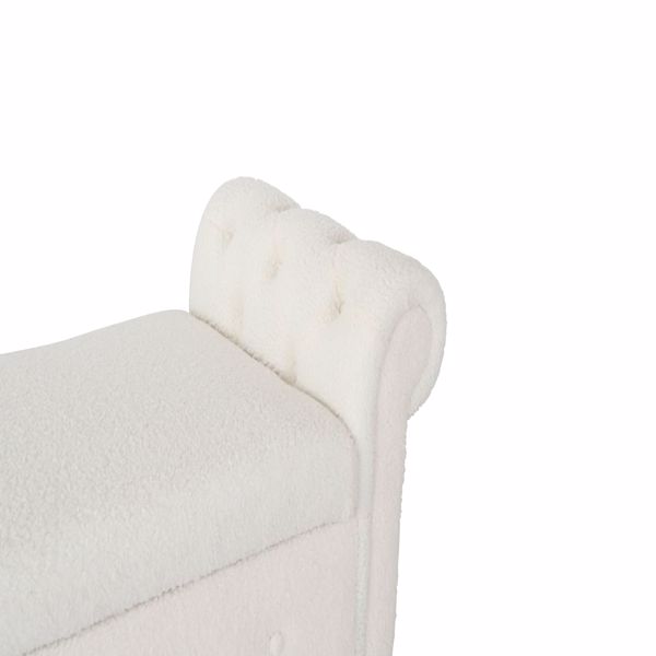 多功能储物长方形沙发凳-米白色-11