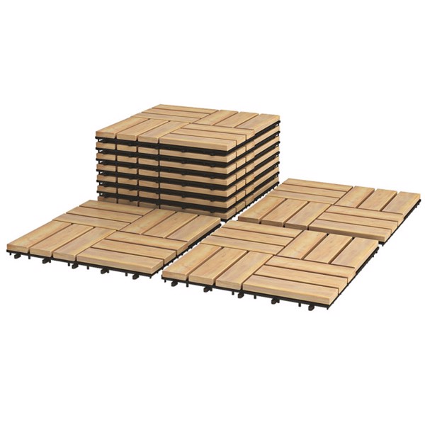 10块12 x 12英寸Acacia木联锁格子瓷砖 （Swiship-发货）（WalMart禁售）-3