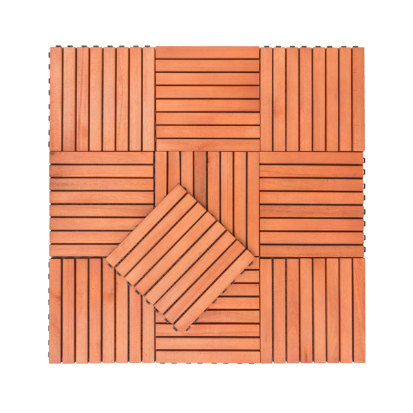 红褐色木质联锁甲板瓷砖（一套10块瓷砖）-AS （Swiship-发货）（WalMart禁售）-1