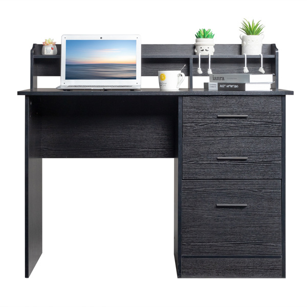  黑色木纹 刨花板贴三胺 桌面置物层 110*50*95cm 三抽 电脑桌 N001-2