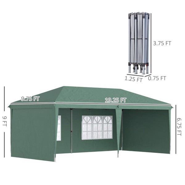 10'x 20'带4个侧墙的弹出式雨棚派对帐篷，绿色-AS （ Amazon Shipping）（WalMart禁售）（周末不发货）-2