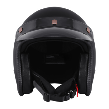 复古喷气机头盔 踏板车头盔 复古摩托车头盔（带面罩) 亮黑XXL