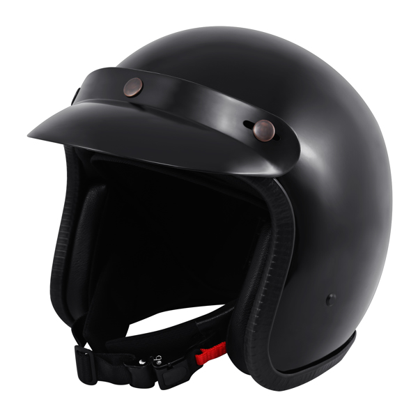 复古喷气机头盔 踏板车头盔 复古摩托车头盔（带面罩) 哑光黑XXL-6