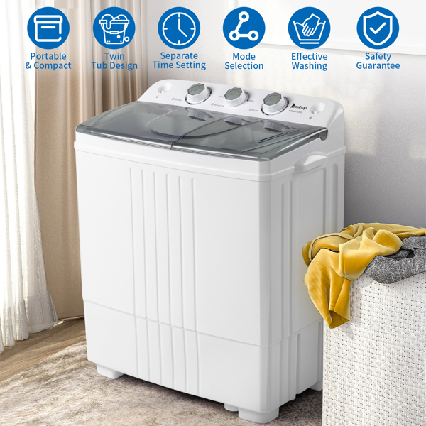  美规 XPB45-428S 20lbs (12lbs 8lbs) 洗衣机 110V 110V,400W 双桶 带排水泵 塑料 灰色盖板 半自动-15
