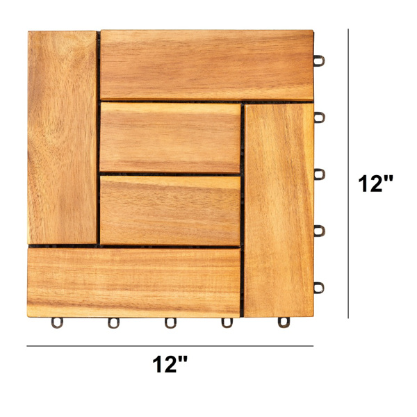 每块瓷砖有6块拼图板条，每排Acacia联锁木甲板瓷砖（一套10块瓷砖） （Swiship-发货）（WalMart禁售）-2