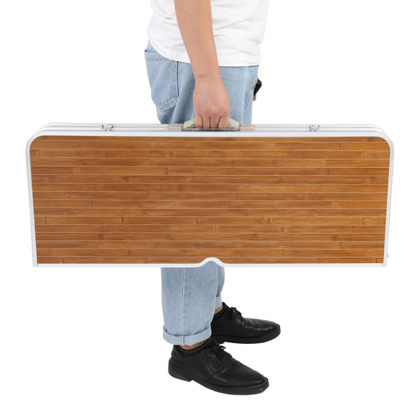  木纹色 铝合金 野营连体桌椅 桌椅连体 136*85.5*67cm 50kg N001-3