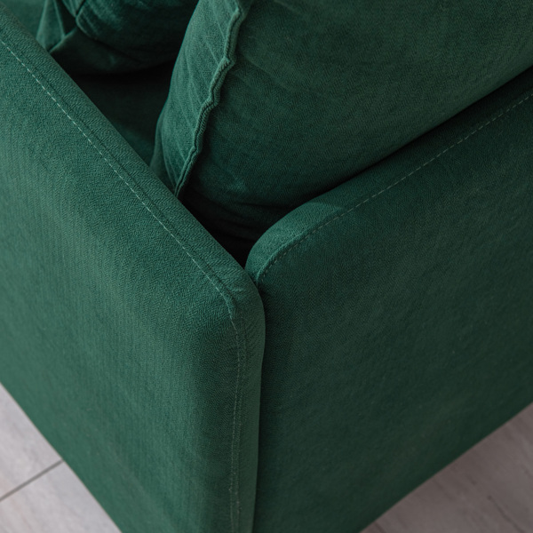 现代软垫单沙发椅子,翡翠、棉亚麻30.7”-6