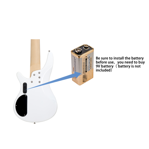 【AM不售卖】Glarry GIB 6弦 开放式双-双拾音器 黄酸枝指板 IB贝司 白色-3