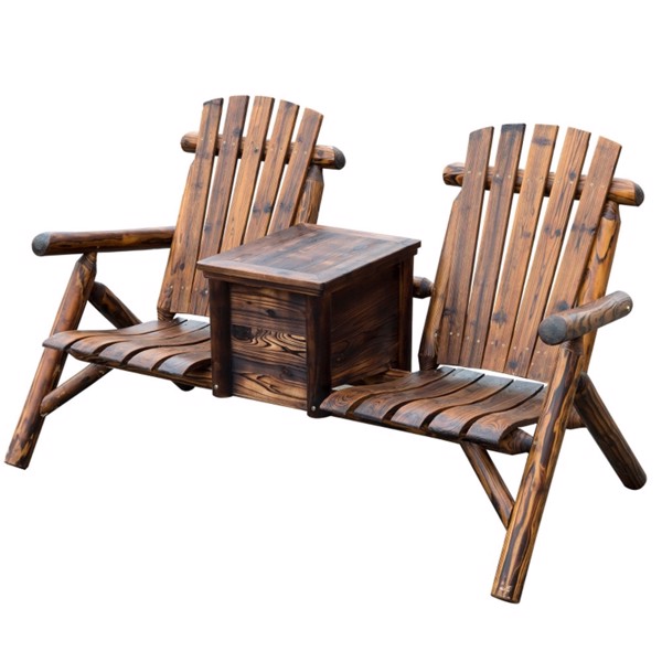  木制椅子带嵌入式冰桶的Loveseat花园椅/庭院椅 -9