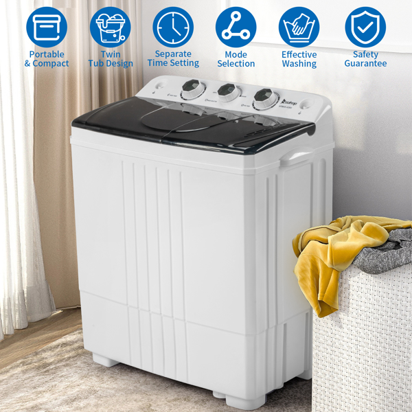  美规 XPB45-428S 20lbs (12lbs 8lbs) 洗衣机 110V 110V,400W 双桶 带排水泵 塑料 黑色盖板 半自动-15