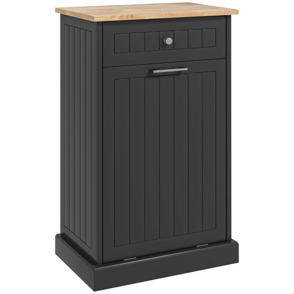 厨房倾斜式垃圾箱柜独立回收柜带抽屉的垃圾桶支架，黑色-AS-9