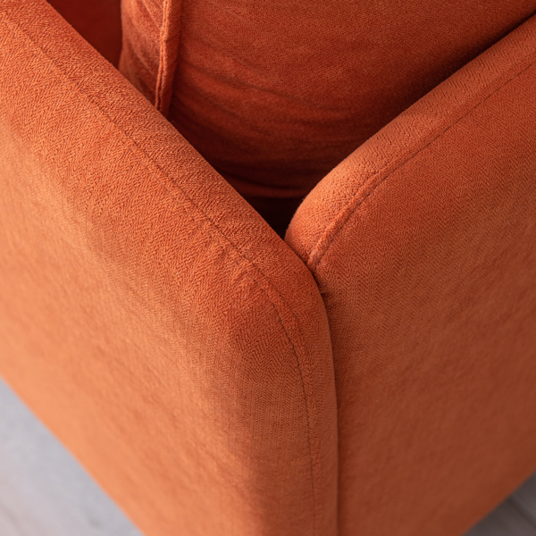 现代软垫单沙发椅子,橙色，会客沙发 ，咖啡大堂沙发、棉亚麻30.7”-6