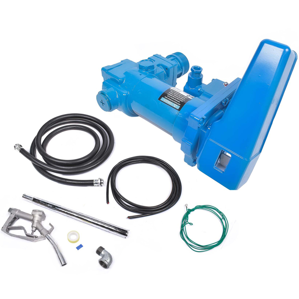 油泵 20GPM 12V Fuel Transfer Pump with Nozzle Kit for Transfer of Gasoline Diesel Blue-7