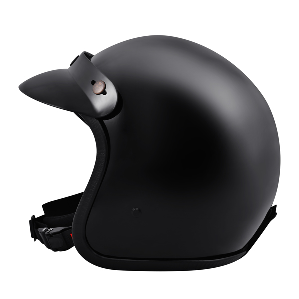 复古喷气机头盔踏板车头盔带面罩的复古摩托车头盔黑色L-10