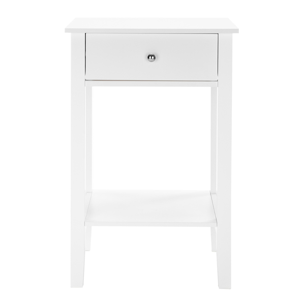  白色 油漆面密度板 一抽 圆形把手 床头柜 1PCS N201-10