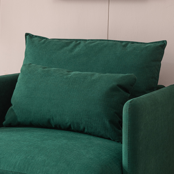 现代软垫单沙发椅子,翡翠、棉亚麻30.7”-2