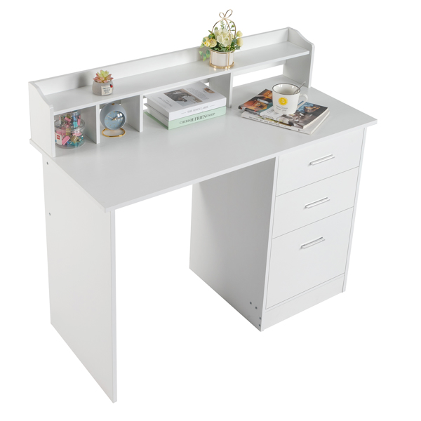  白色木纹 刨花板贴三胺 桌面置物层 110*50*95cm 三抽 电脑桌 N001-5