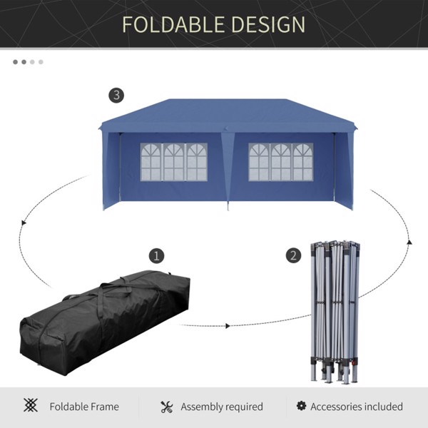 10'x 20'带4个侧墙的弹出式雨棚派对帐篷，蓝色-AS （ Amazon Shipping）（WalMart禁售）（周末不发货）-1