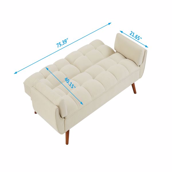 全新设计的亚麻布沙发家具 可调节靠背可轻松组装的躺椅-米白色-9
