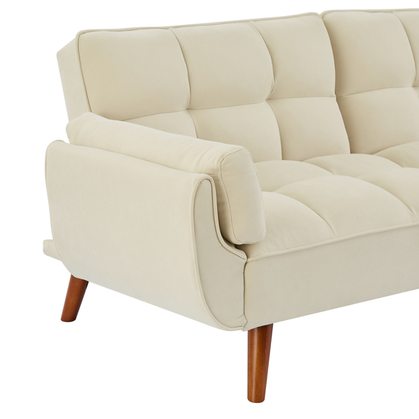 全新设计的亚麻布沙发家具 可调节靠背可轻松组装的躺椅-米白色-11