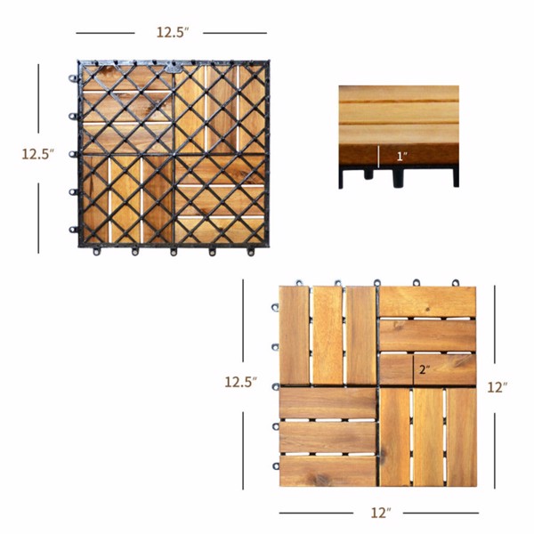 27块Acacia Wood联锁Patio甲板瓷砖 （ Amazon Shipping）（WalMart禁售）（周末不发货）-3