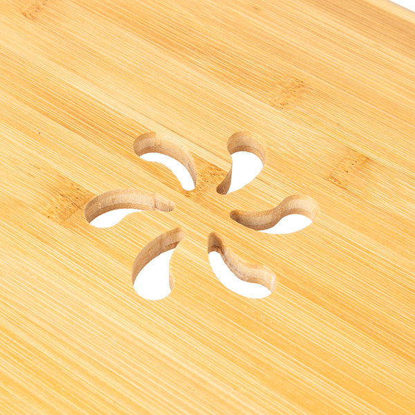 53cm Trendy Double Flowers Engraving Pattern Adjustable Bamboo Computer Desk Wood Color(Replacement code: 13465312)-6
