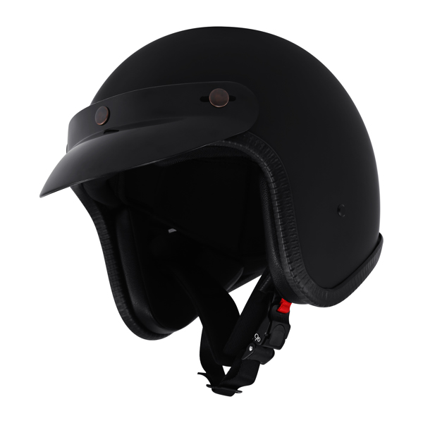 复古喷气机头盔 踏板车头盔 复古摩托车头盔（带面罩) 哑黑，L-3