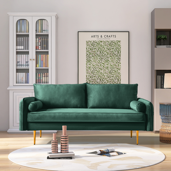 简约现代天鹅绒绿色沙发,小户型 双人三人客厅沙发-2