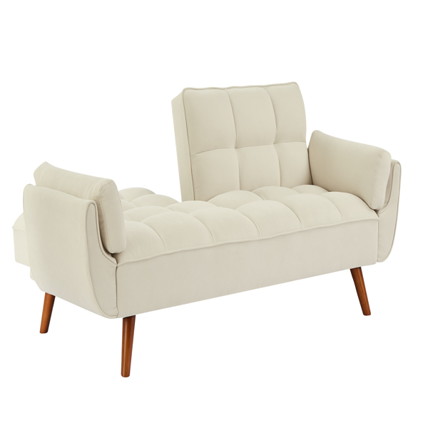 全新设计的亚麻布沙发家具 可调节靠背可轻松组装的躺椅-米白色-5