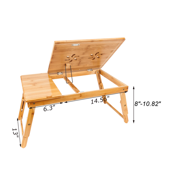 53cm Trendy Double Flowers Engraving Pattern Adjustable Bamboo Computer Desk Wood Color(Replacement code: 13465312)-16