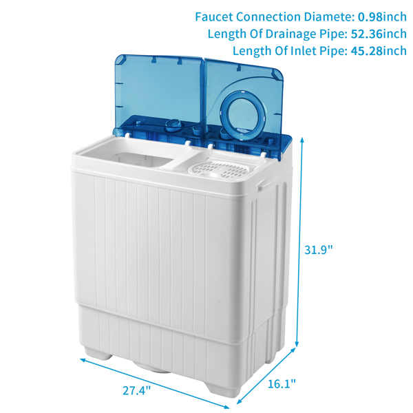 美规 XPB65-2288S 26lbs（18lbs 8lbs） 洗衣机 110V 110V,420W 双桶 带排水泵 仪表盖板条 塑料 蓝色盖板 带白色圆环 半自动-13