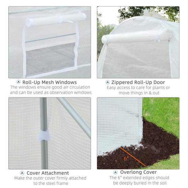 温室棚/温室带6扇卷帘窗和卷帘门的大型花园温室套件-AS （Swiship-发货）（WalMart禁售）-5
