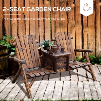 木制椅子带嵌入式冰桶的Loveseat花园椅/庭院椅 （Swiship-发货）（WalMart禁售）