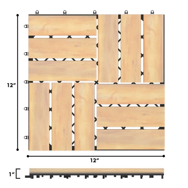 10块12 x 12英寸Acacia木联锁格子瓷砖 （ Amazon Shipping）（WalMart禁售）（周末不发货）-4