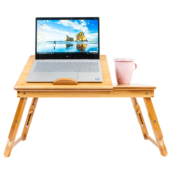 53cm Trendy Double Flowers Engraving Pattern Adjustable Bamboo Computer Desk Wood Color(Replacement code: 13465312)-11