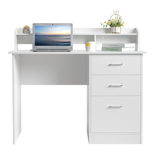  白色木纹 刨花板贴三胺 桌面置物层 110*50*95cm 三抽 电脑桌 N001-2