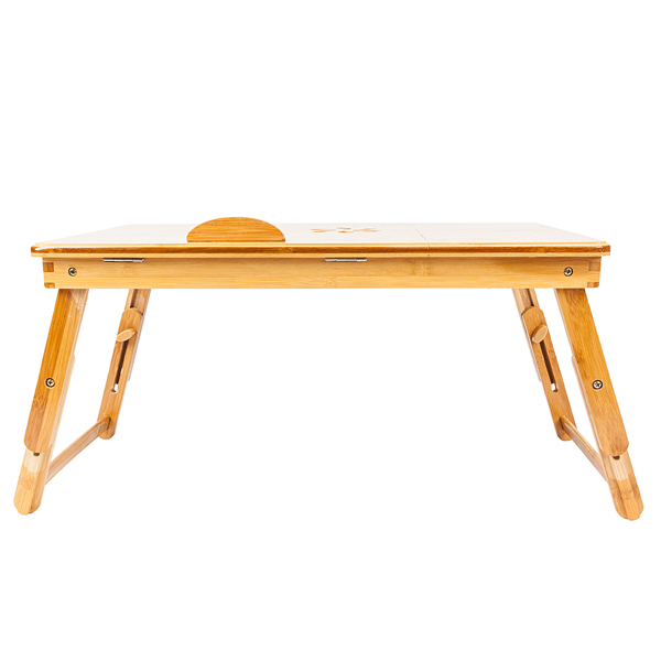 53cm Trendy Double Flowers Engraving Pattern Adjustable Bamboo Computer Desk Wood Color(Replacement code: 13465312)-9