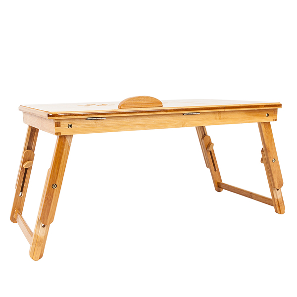 53cm Trendy Double Flowers Engraving Pattern Adjustable Bamboo Computer Desk Wood Color(Replacement code: 13465312)-8