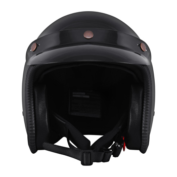复古喷气机头盔 踏板车头盔 复古摩托车头盔（带面罩) 黑色XL