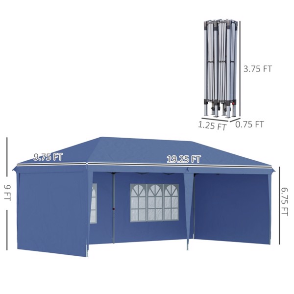 10'x 20'带4个侧墙的弹出式雨棚派对帐篷，蓝色-AS （ Amazon Shipping）（WalMart禁售）（周末不发货）-4