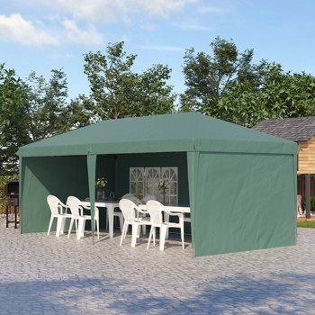 10'x 20'带4个侧墙的弹出式雨棚派对帐篷，绿色-AS （ Amazon Shipping）（WalMart禁售）