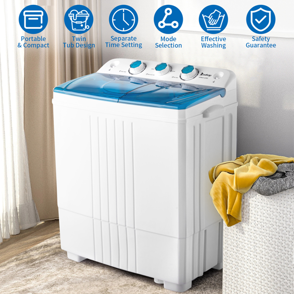  美规 XPB45-428S 20lbs (12lbs 8lbs) 洗衣机 110V 110V,400W 双桶 带排水泵 塑料 蓝色盖板 半自动-15