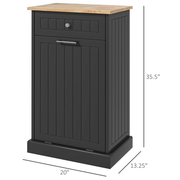 厨房倾斜式垃圾箱柜独立回收柜带抽屉的垃圾桶支架，黑色-AS-3