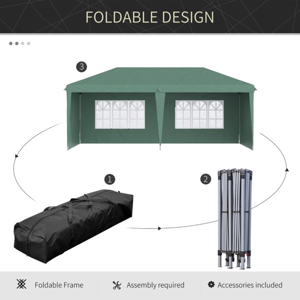 10'x 20'带4个侧墙的弹出式雨棚派对帐篷，绿色-AS （ Amazon Shipping）（WalMart禁售）（周末不发货）-4