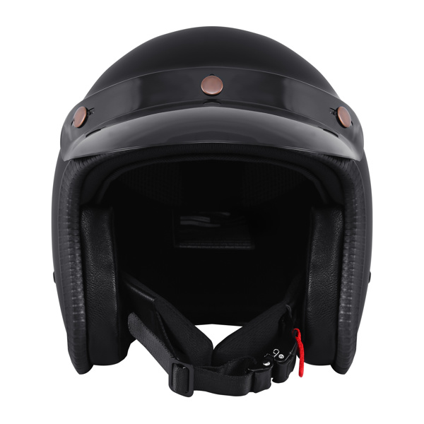复古喷气机头盔踏板车头盔 带面罩的复古摩托车头盔 哑黑M码-6