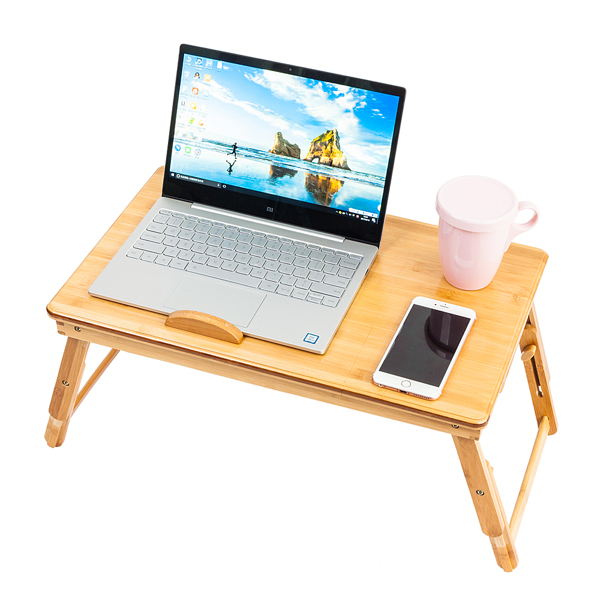53cm Trendy Double Flowers Engraving Pattern Adjustable Bamboo Computer Desk Wood Color(Replacement code: 13465312)-10