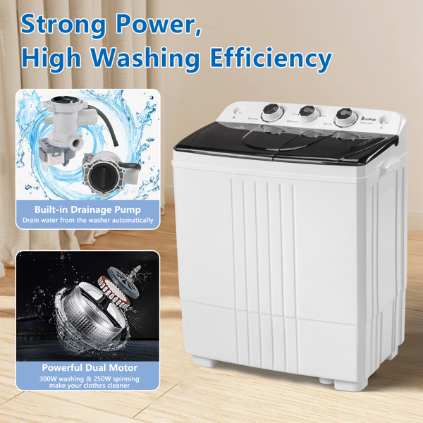  美规 XPB45-428S 20lbs (12lbs 8lbs) 洗衣机 110V 110V,400W 双桶 带排水泵 塑料 黑色盖板 半自动-12