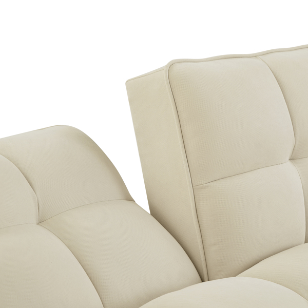 全新设计的亚麻布沙发家具 可调节靠背可轻松组装的躺椅-米白色-13