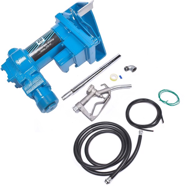 油泵 20GPM 12V Fuel Transfer Pump with Nozzle Kit for Transfer of Gasoline Diesel Blue-3