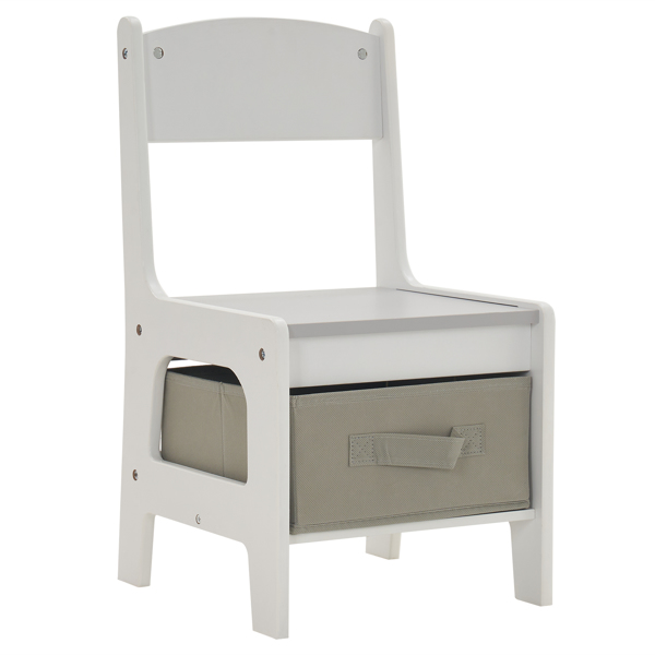  一桌两椅带两个收纳袋 三聚氰胺板 密度板 灰白色 儿童桌椅 61.5*61.5*48cm 可收纳 N201-13